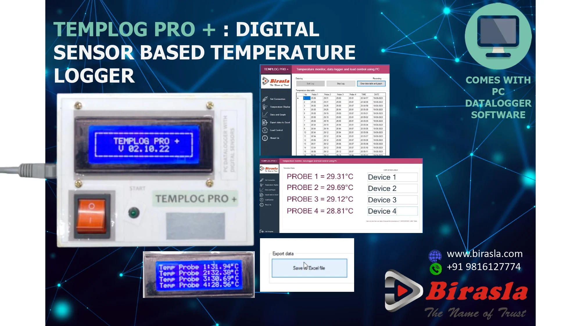 Digital Temperature Logger Templog Pro Setup for Temperature monitoring system with dual probe support
