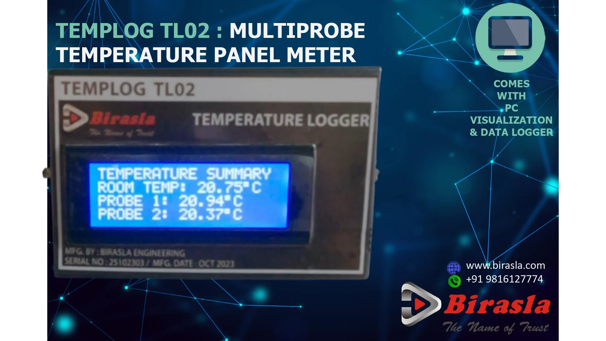 Digital Temperature Meter with Logger Panel Meter for Four-channel digital temperature meter with PC software