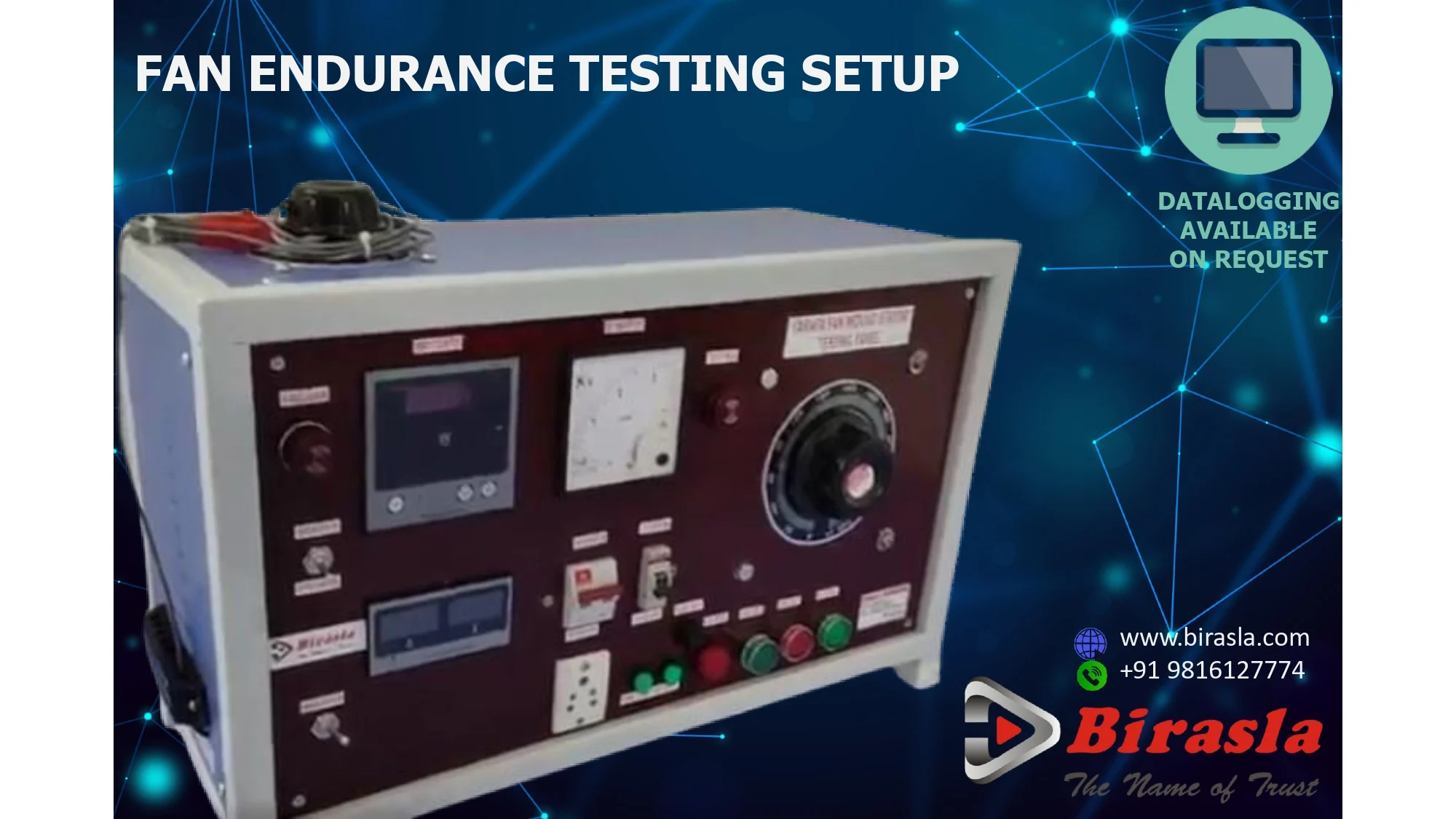 Fan Endurance Testing Setup with Dimmer for Durability test setup for fans with variable voltage control