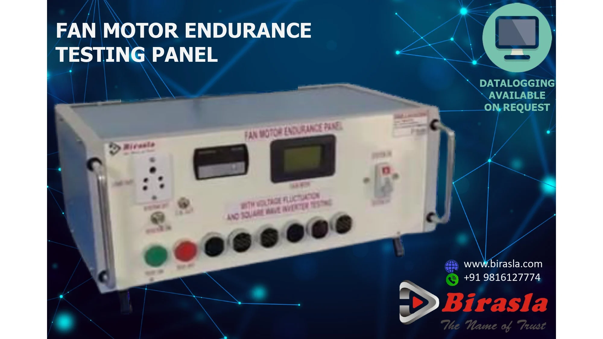 Fan Motor Endurance Testing Panel for Endurance testing panel for fan motors with power sensors